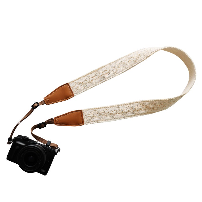 UNIKSTRAP Original Design Personalized Adjustable Camera Strap Cream Graceful & Vintage Lace  Fit for Canon Nikon Sony Olympus Interchangeable Lens Digital Camera/DSLR etc. - Image 1